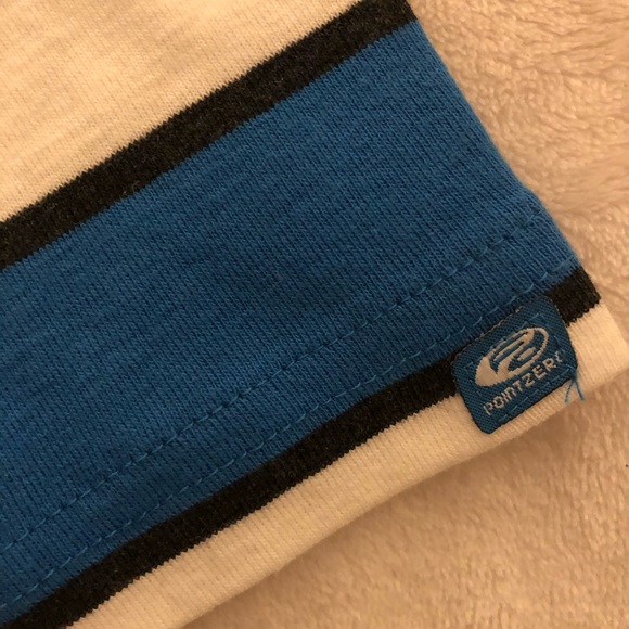 Incredible Point Zero Brand crew neck long sleeved blue and white stripy design - Picture 5 of 7